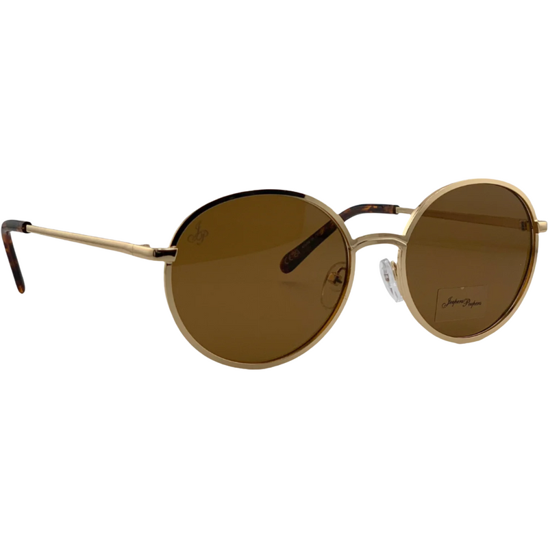 GOLD ROUND FRAME WITH BROWN LENSES