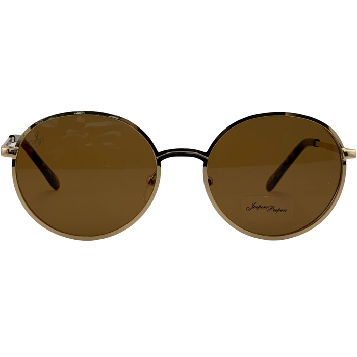 GOLD ROUND FRAME WITH BROWN LENSES