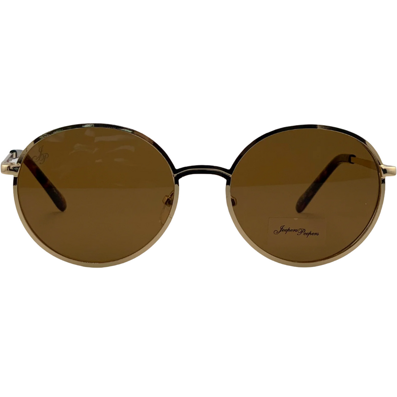 GOLD ROUND FRAME WITH BROWN LENSES
