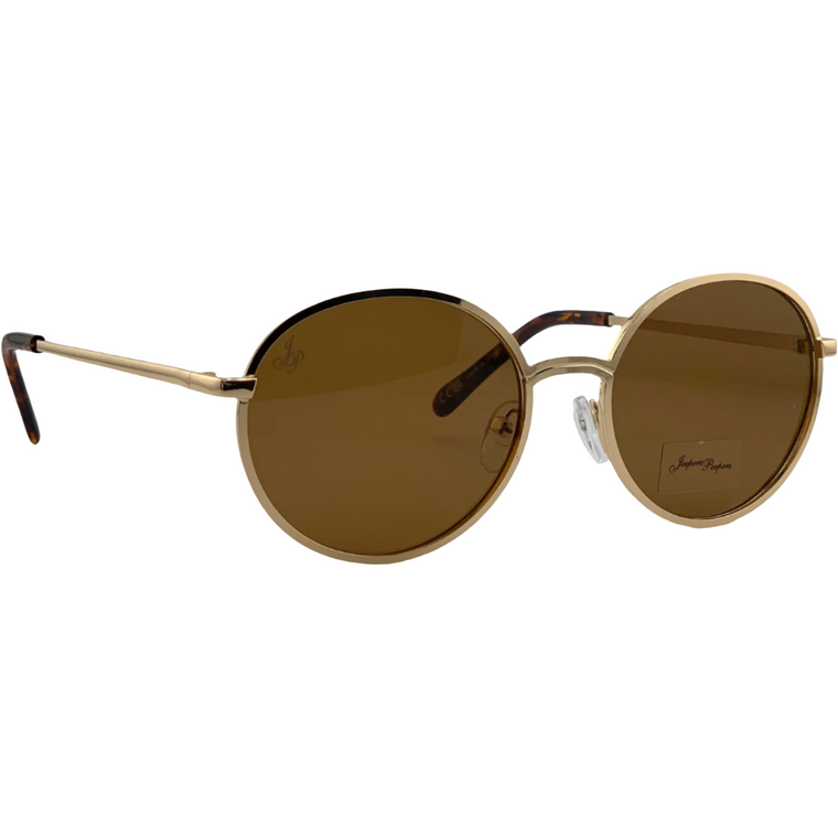 GOLD ROUND FRAME WITH BROWN LENSES