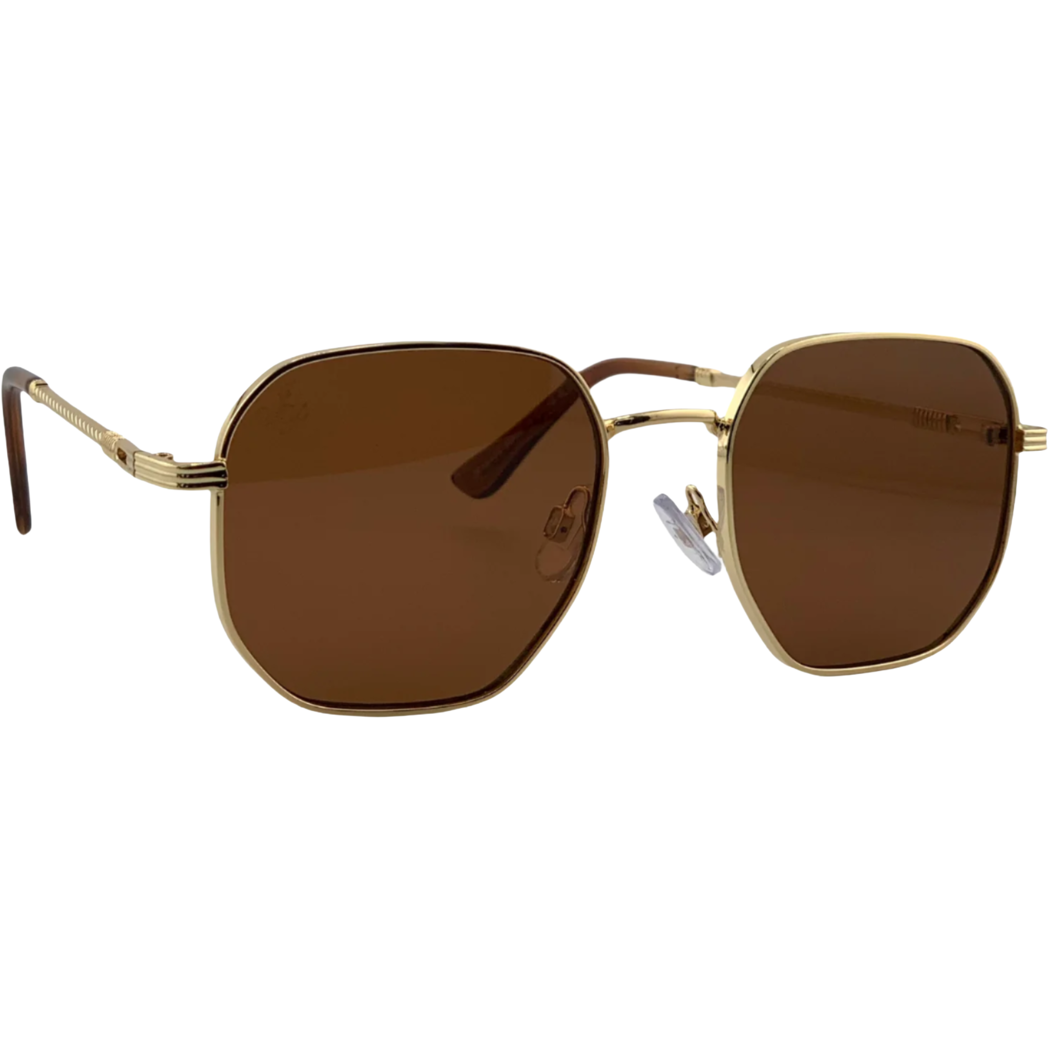 GOLD SQUARE FRAME WITH BROWN LENSES