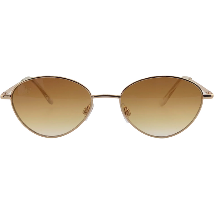 GOLD OVAL FRAME WITH BROWN LENSES