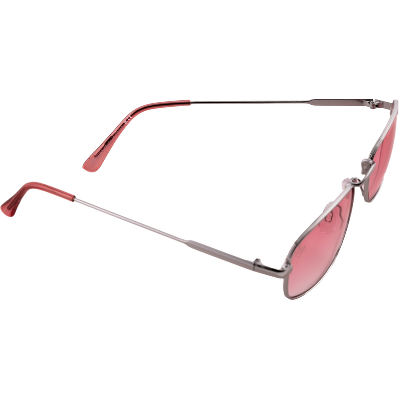 SILVER RECTANGLE FRAME WITH PINK LENSES