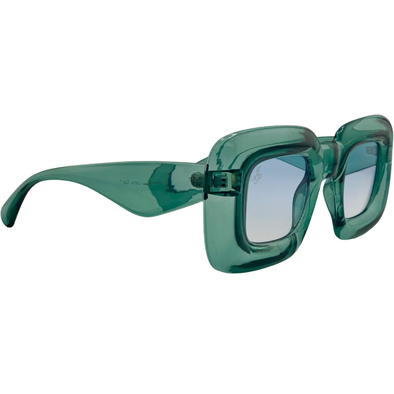 GREEN SQUARE FRAME WITH BLUE GRAD LENSES