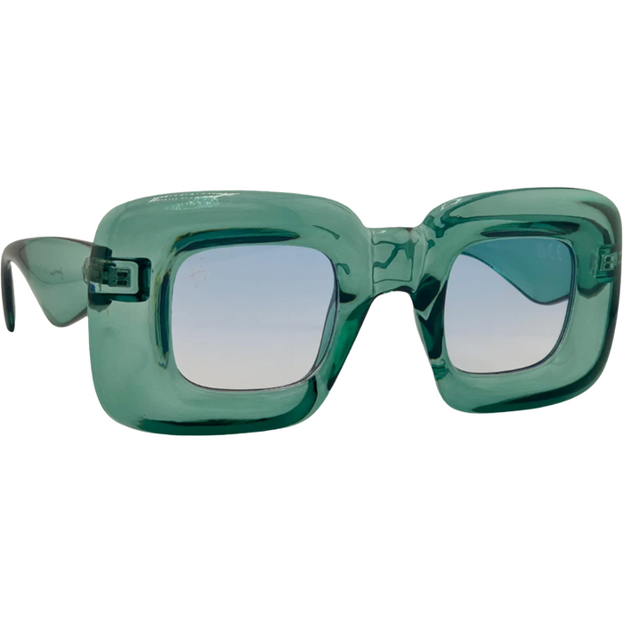 GREEN SQUARE FRAME WITH BLUE GRAD LENSES