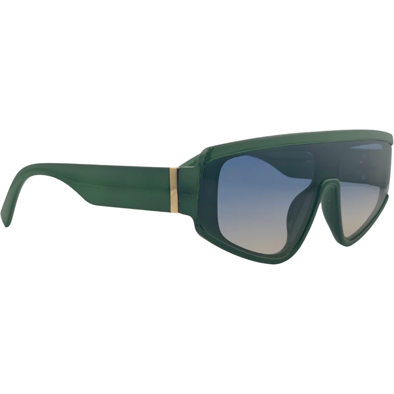 GREEN VISOR FRAME WITH BLUE GRAD LENSES