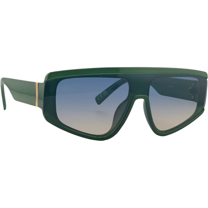 GREEN VISOR FRAME WITH BLUE GRAD LENSES