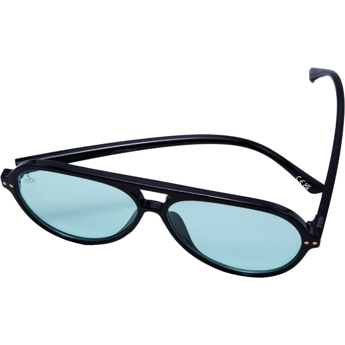 BLACK ROUND FRAME WITH GREEN LENSES