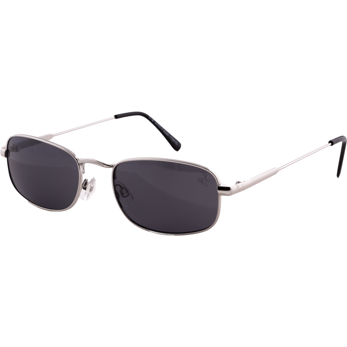 SILVER RECTANGLE FRAME WITH BLACK LENSES