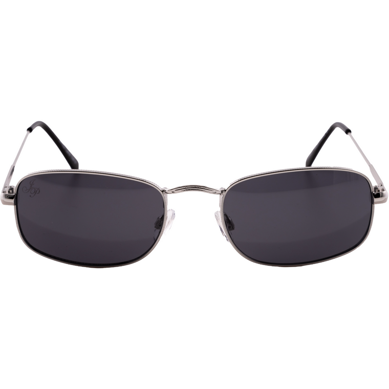SILVER RECTANGLE FRAME WITH BLACK LENSES