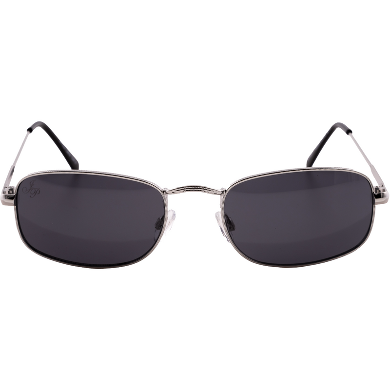SILVER RECTANGLE FRAME WITH BLACK LENSES