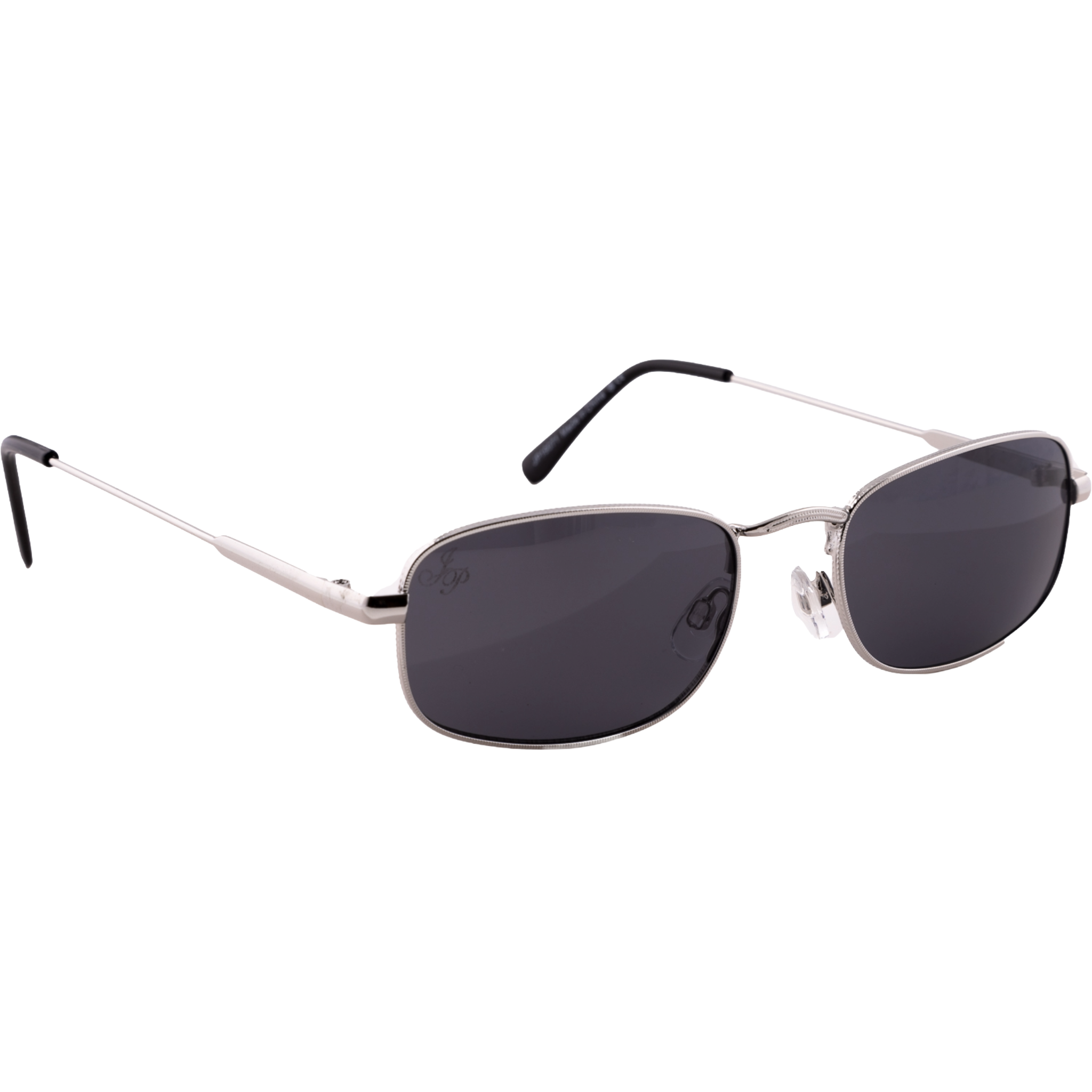 SILVER RECTANGLE FRAME WITH BLACK LENSES