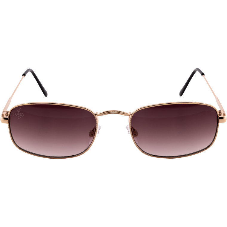 GOLD RECTANGLE FRAME WITH BROWN GRAD LENSES