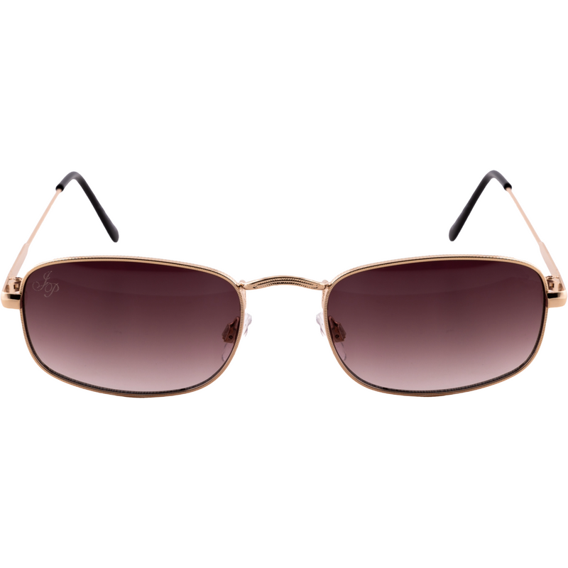 GOLD RECTANGLE FRAME WITH BROWN GRAD LENSES