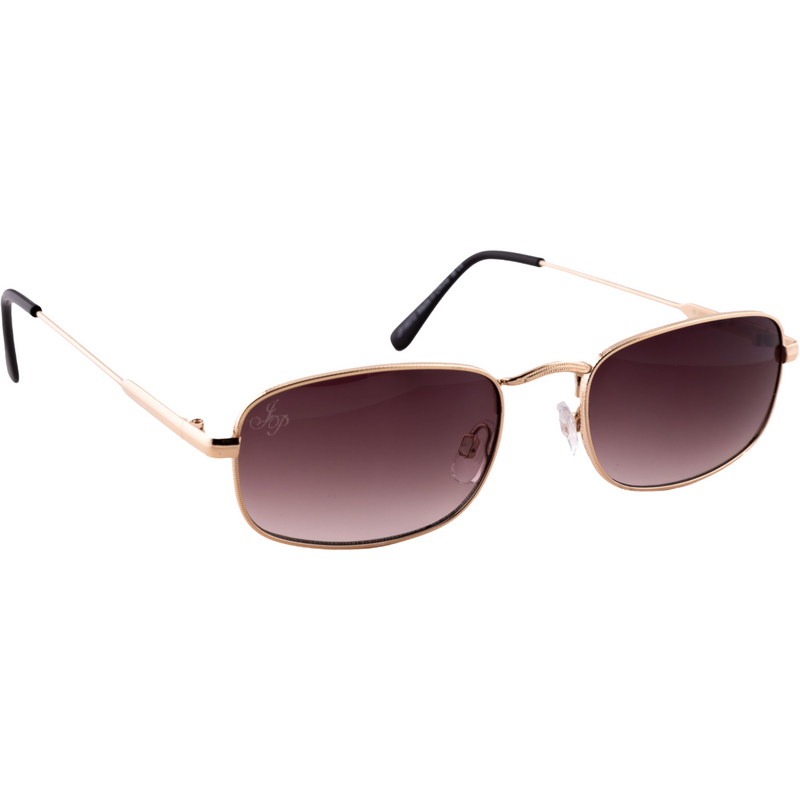 GOLD RECTANGLE FRAME WITH BROWN GRAD LENSES