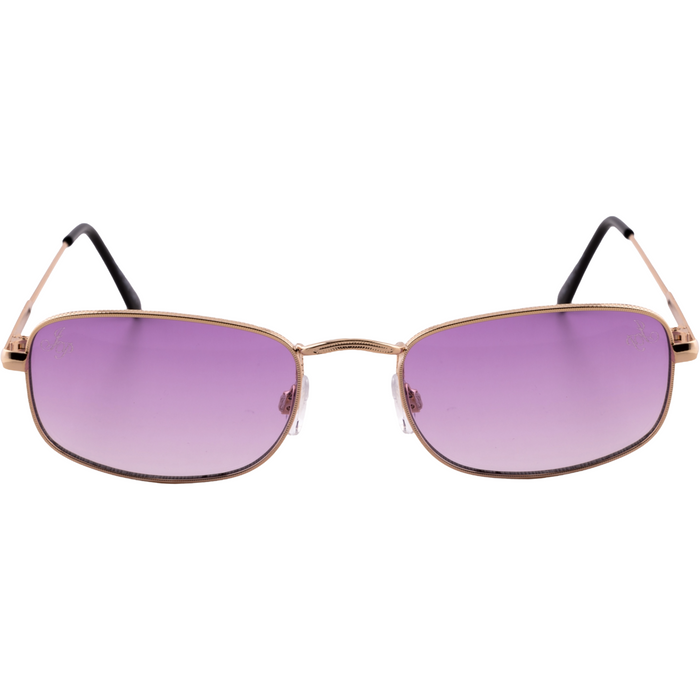 GOLD RECTANGLE FRAME WITH PURPLE LENSES