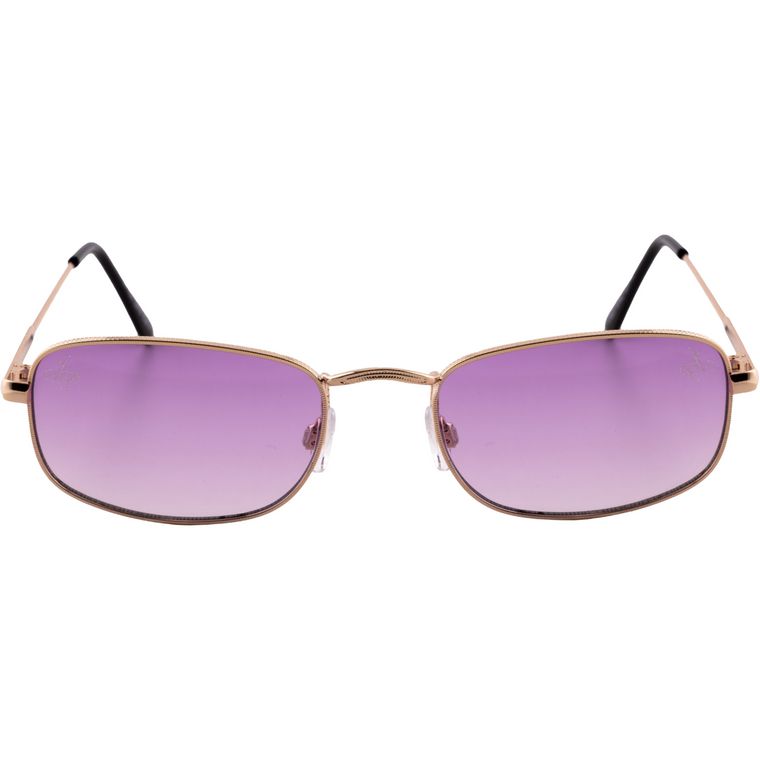 GOLD RECTANGLE FRAME WITH PURPLE LENSES
