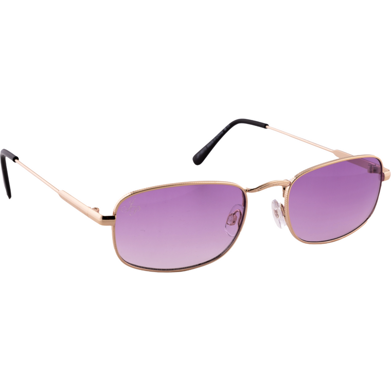 GOLD RECTANGLE FRAME WITH PURPLE LENSES