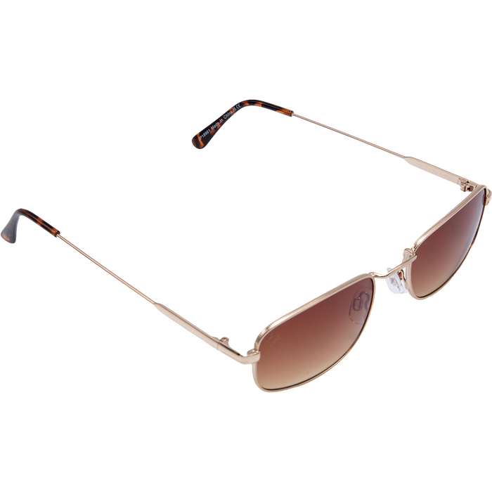 GOLD RECTANGLE FRAME WITH BROWN LENSES
