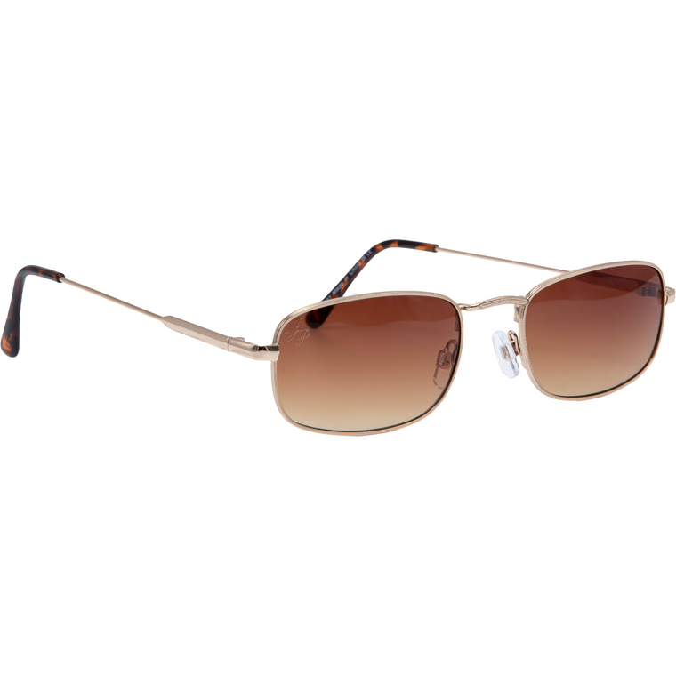 GOLD RECTANGLE FRAME WITH BROWN LENSES