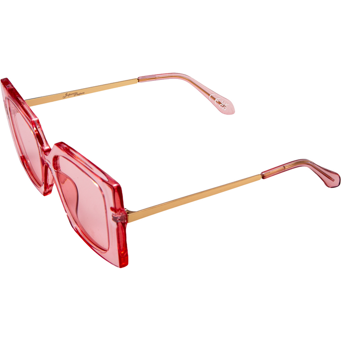 SQUARE PINK FRAME WITH METAL TEMPLES