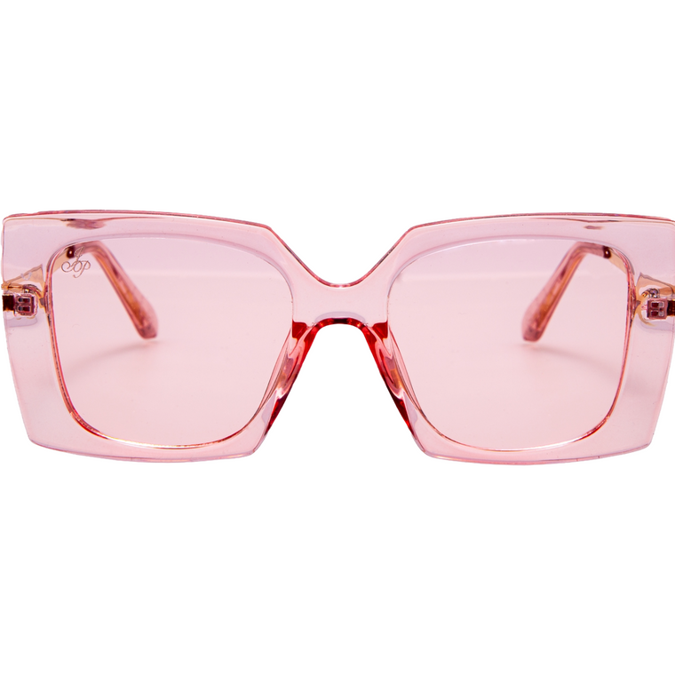 SQUARE PINK FRAME WITH METAL TEMPLES