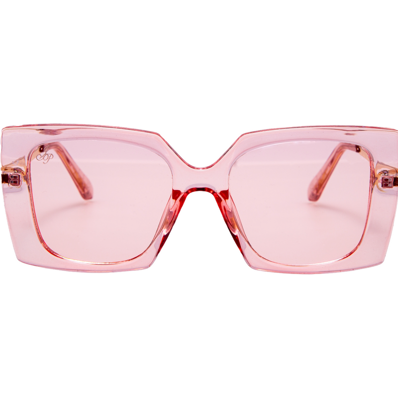 SQUARE PINK FRAME WITH METAL TEMPLES