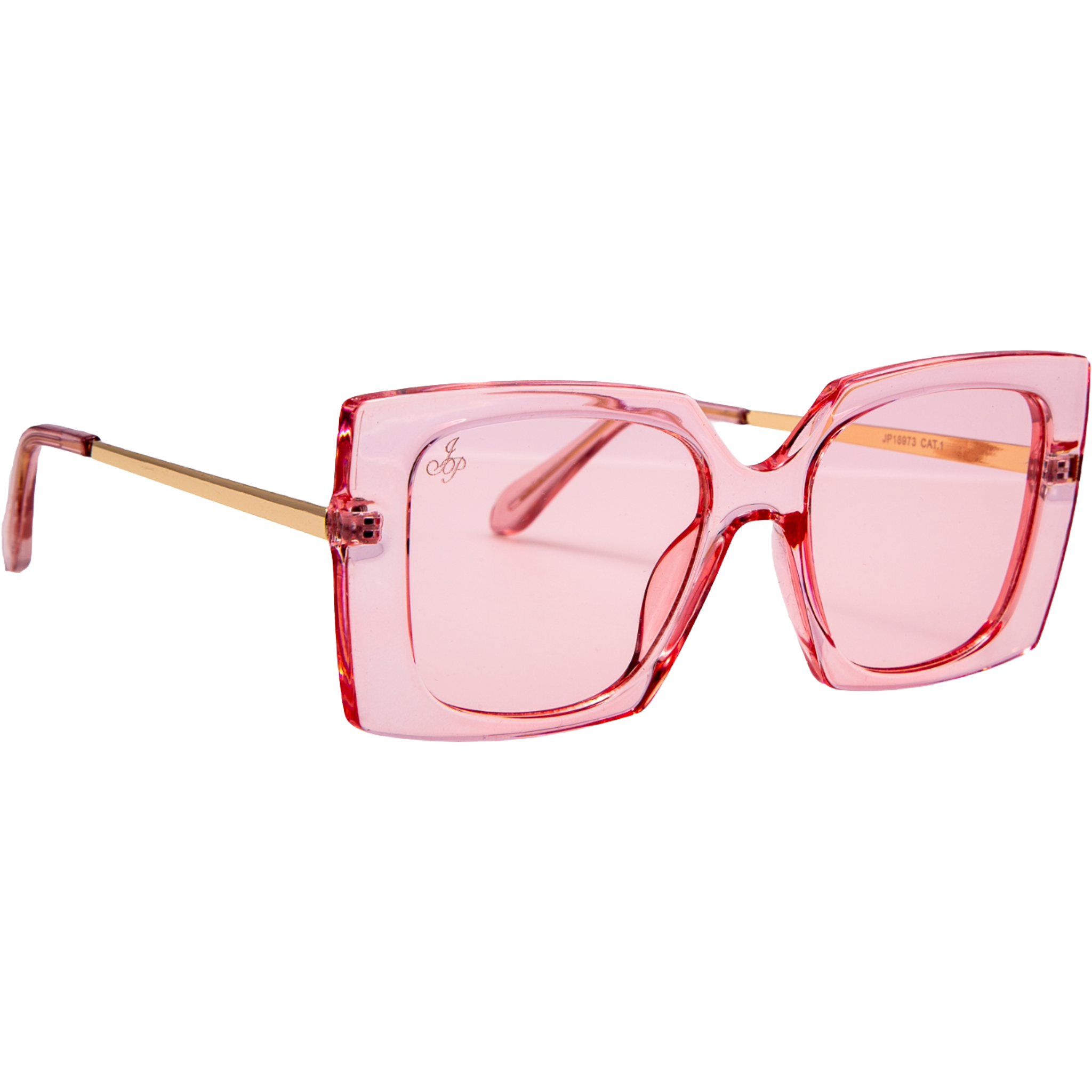 SQUARE PINK FRAME WITH METAL TEMPLES