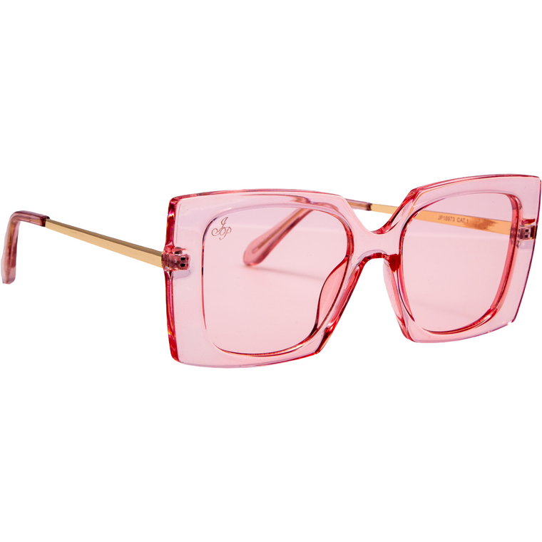 SQUARE PINK FRAME WITH METAL TEMPLES