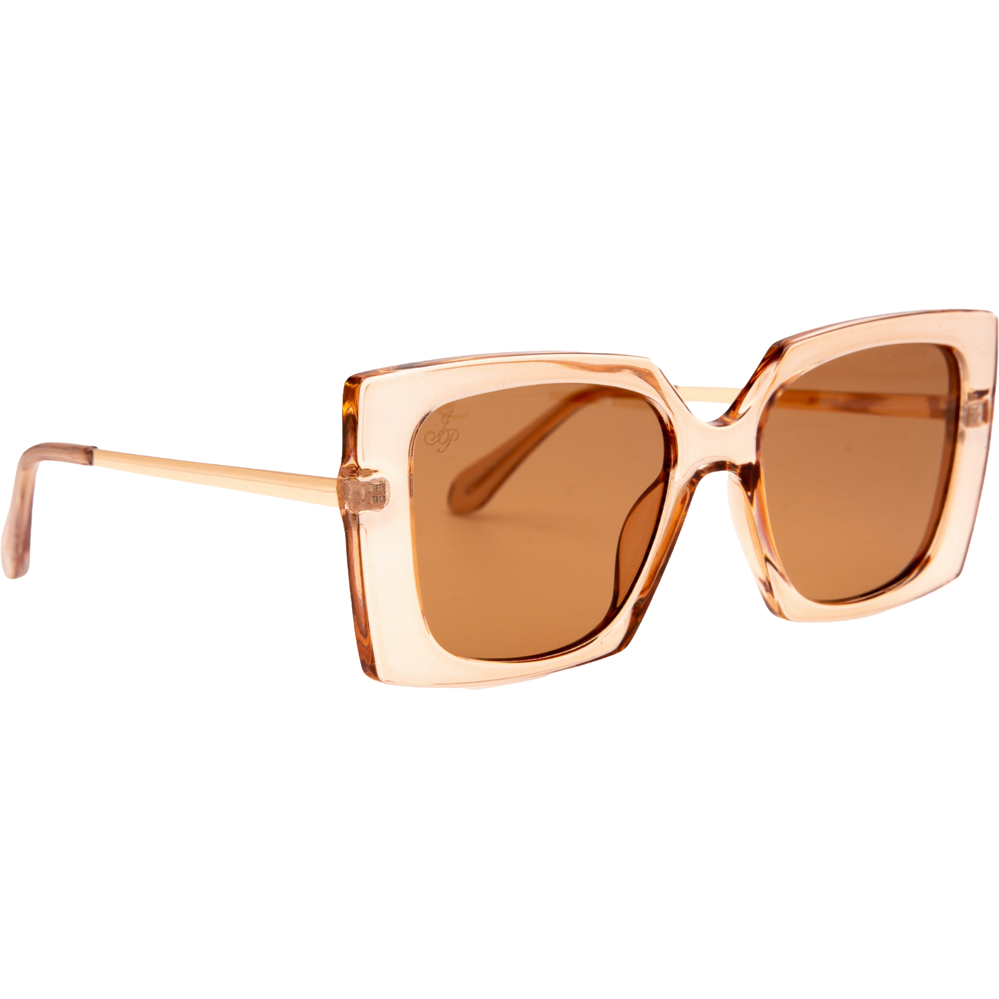 LARGE SQUARE TRANSLUCENT FRAMES WITH BROWN LENSES