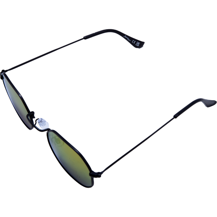 BLACK HEXAGON FRAME WITH ORANGE/GREEN MIRROR LENSES