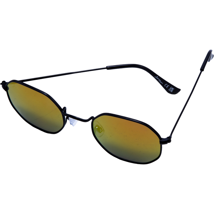 BLACK HEXAGON FRAME WITH ORANGE/GREEN MIRROR LENSES