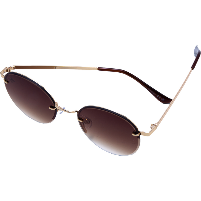 GOLD ROUND FRAME WITH BROWN LENSES