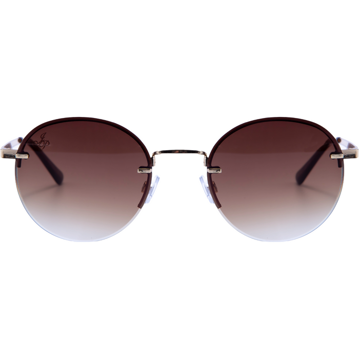 GOLD ROUND FRAME WITH BROWN LENSES