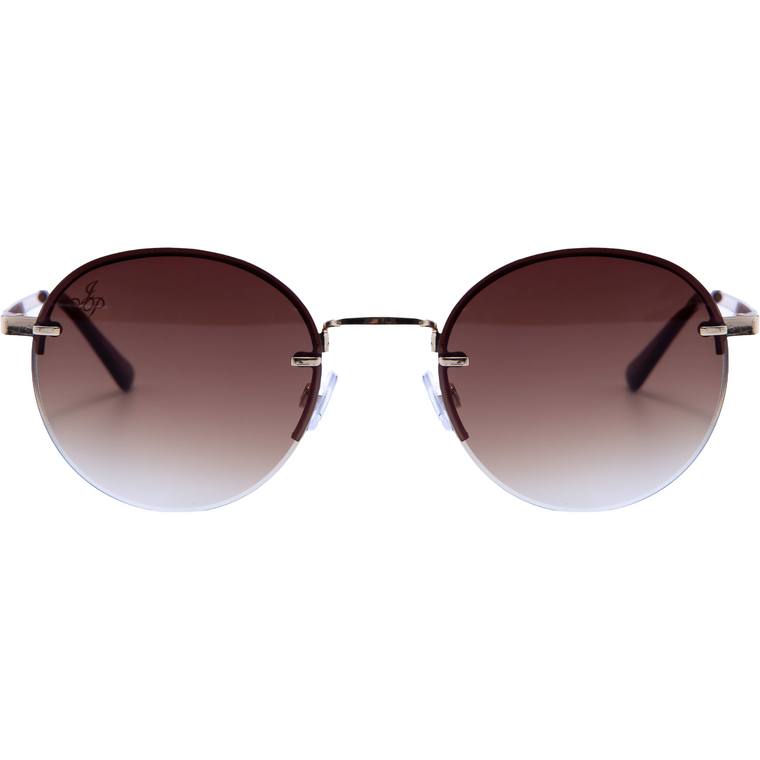 GOLD ROUND FRAME WITH BROWN LENSES