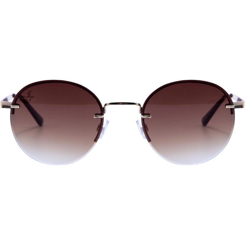 GOLD ROUND FRAME WITH BROWN LENSES