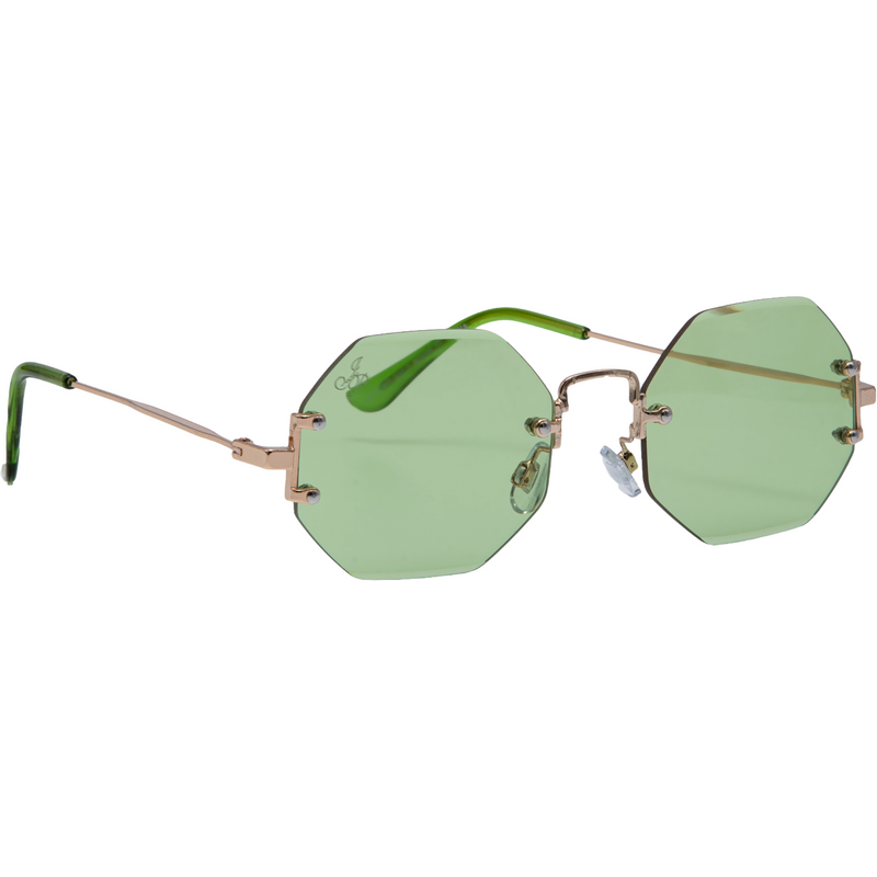 RIMLESS OCTAGON SHAPE WITH GREEN LENSES