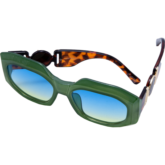 SQUARE CHUNKY GREEN FRAMES WITH TORT TEMPLES