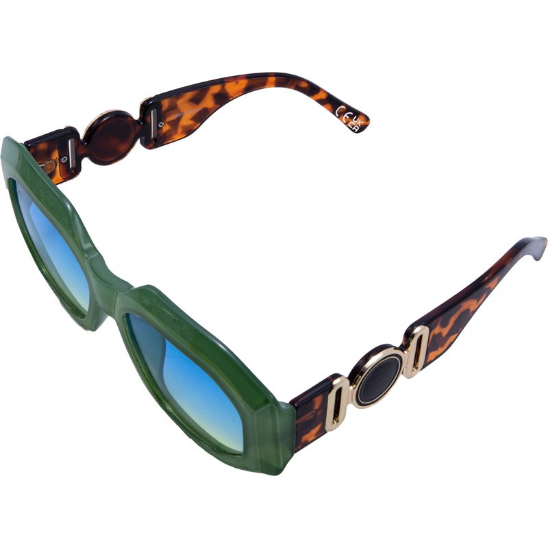 SQUARE CHUNKY GREEN FRAMES WITH TORT TEMPLES