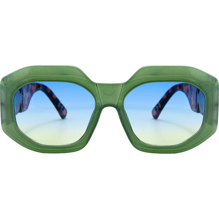 SQUARE CHUNKY GREEN FRAMES WITH TORT TEMPLES