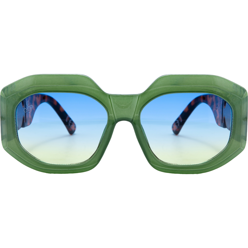 SQUARE CHUNKY GREEN FRAMES WITH TORT TEMPLES