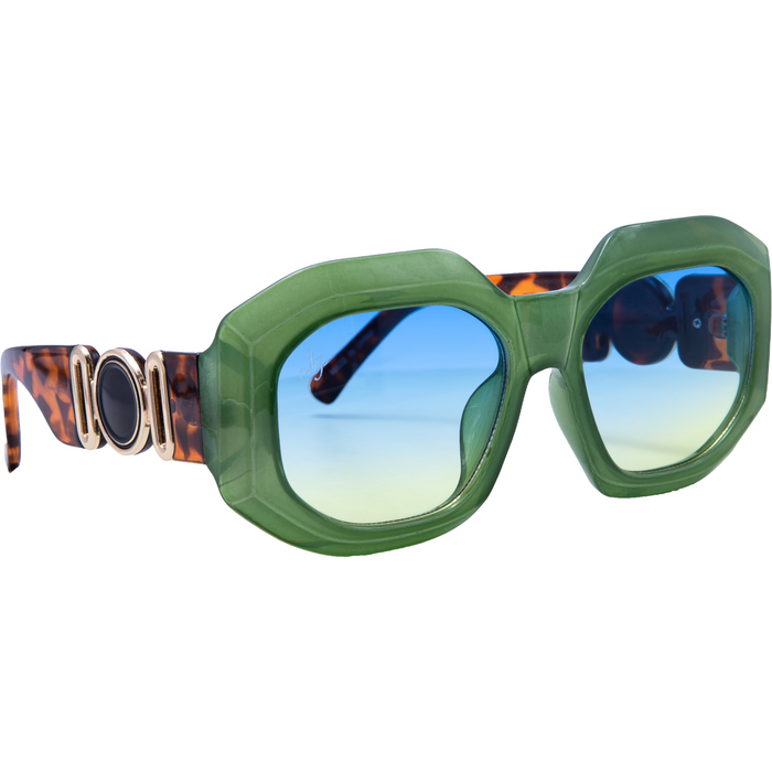 SQUARE CHUNKY GREEN FRAMES WITH TORT TEMPLES