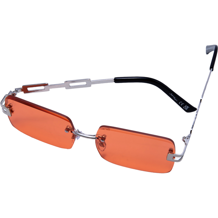 SILVER RECTANGLE FRAME WITH ORANGE LENSES