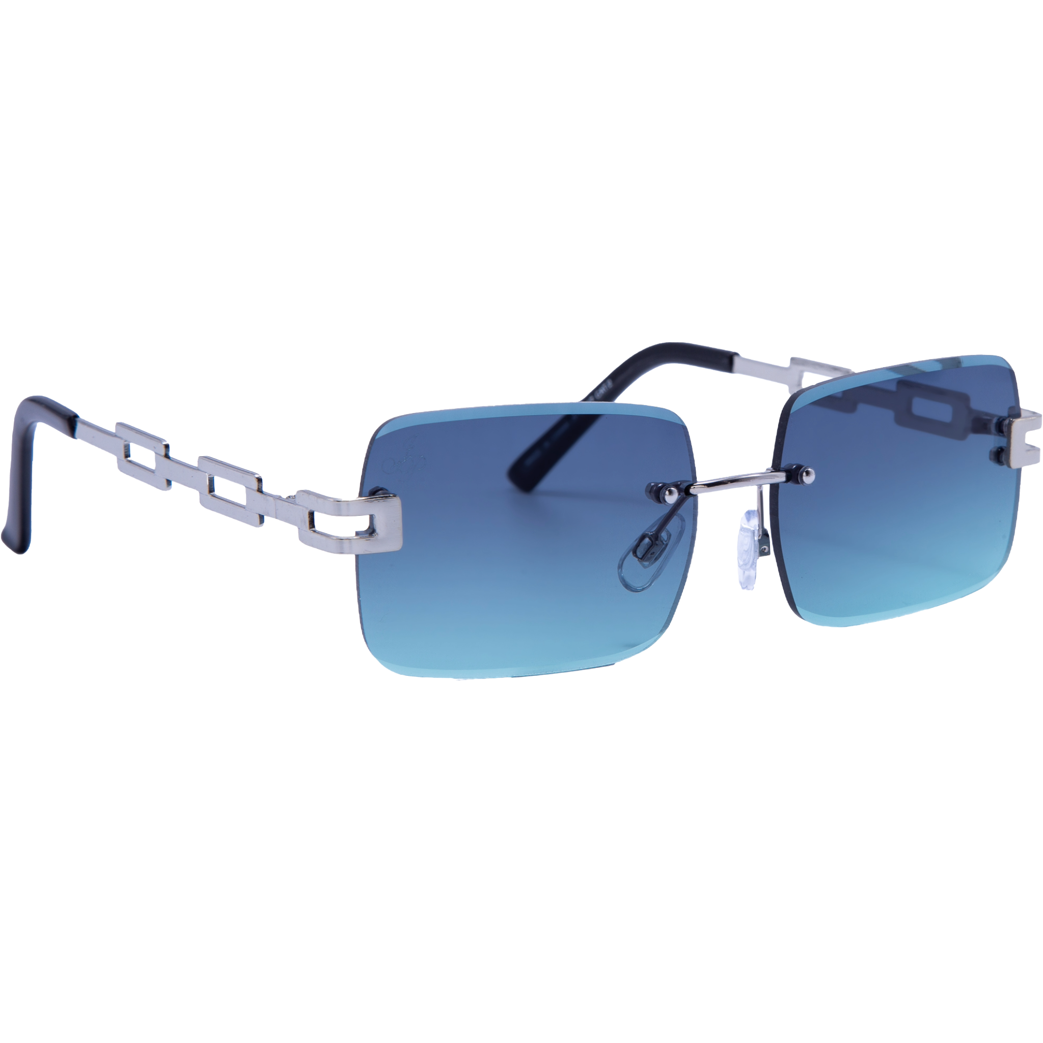 SILVER RECTANGLE SHAPE FRAMES WITH GREEN LENSES