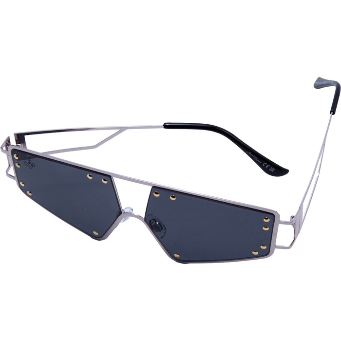 SILVER VISOR FRAME WITH BLACK LENSES