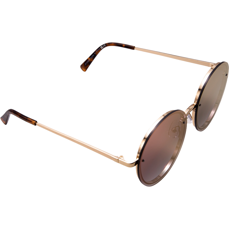 GOLD ROUND FRAME WITH PINK MIRROR LENSES