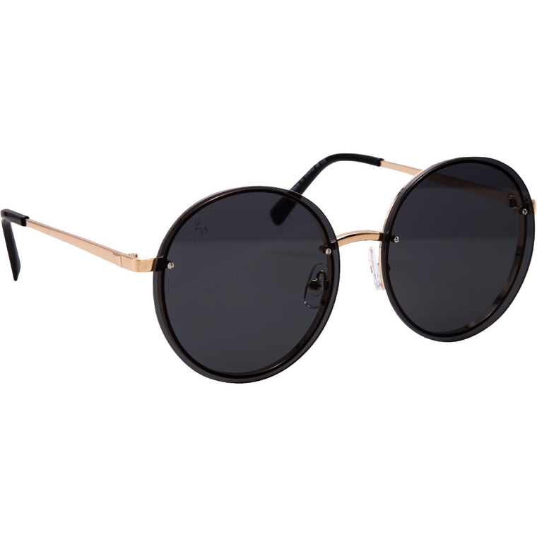 GOLD ROUND FRAME WITH BLACK LENSES