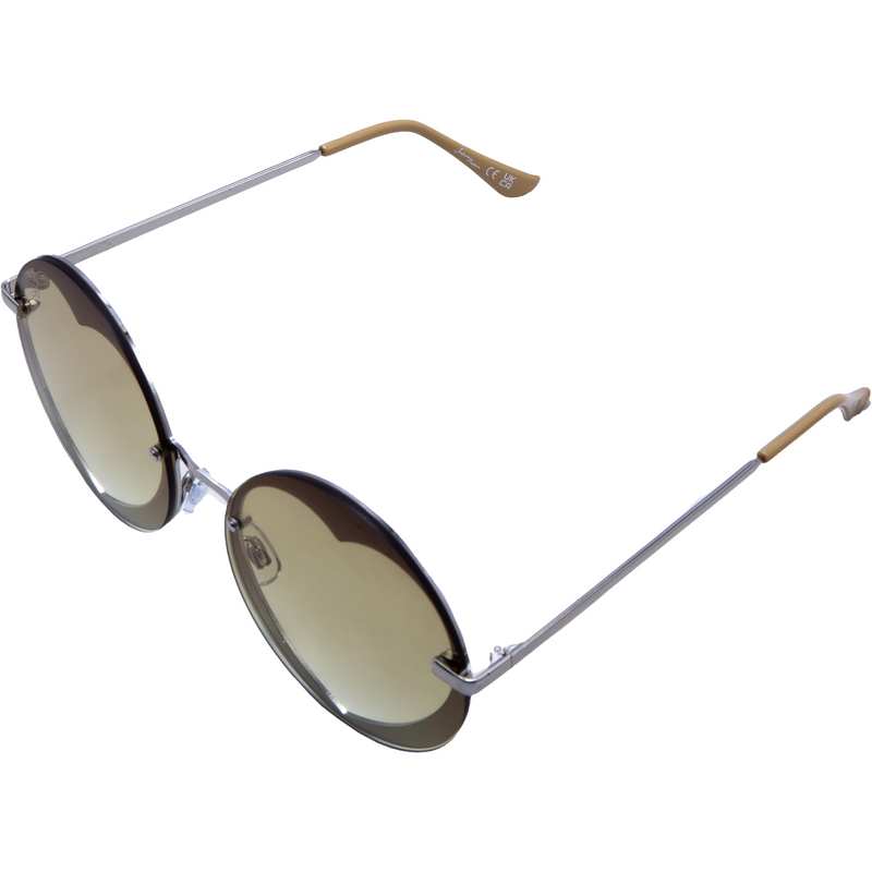 SILVER ROUND HEART FRAMES WITH YELLOW LENSES