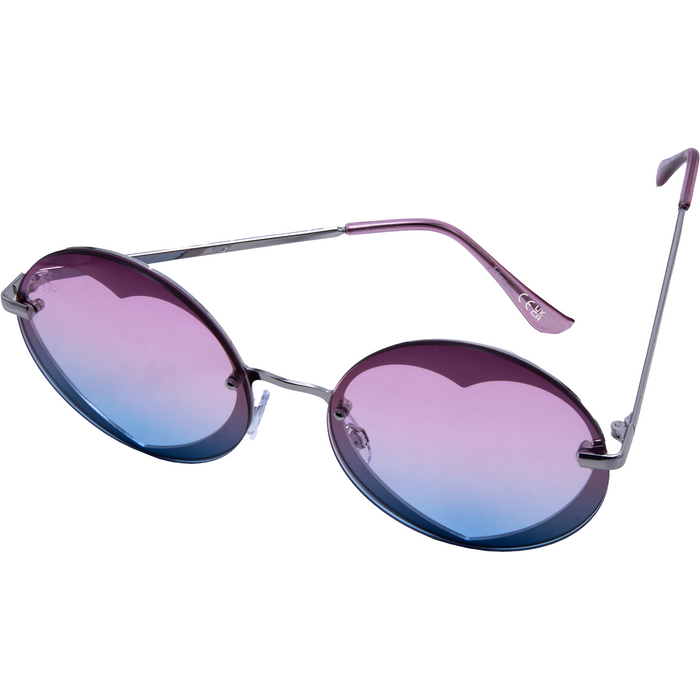 SILVER ROUND HEART FRAMES WITH PURPLE TO BLUE GRAD LENSES