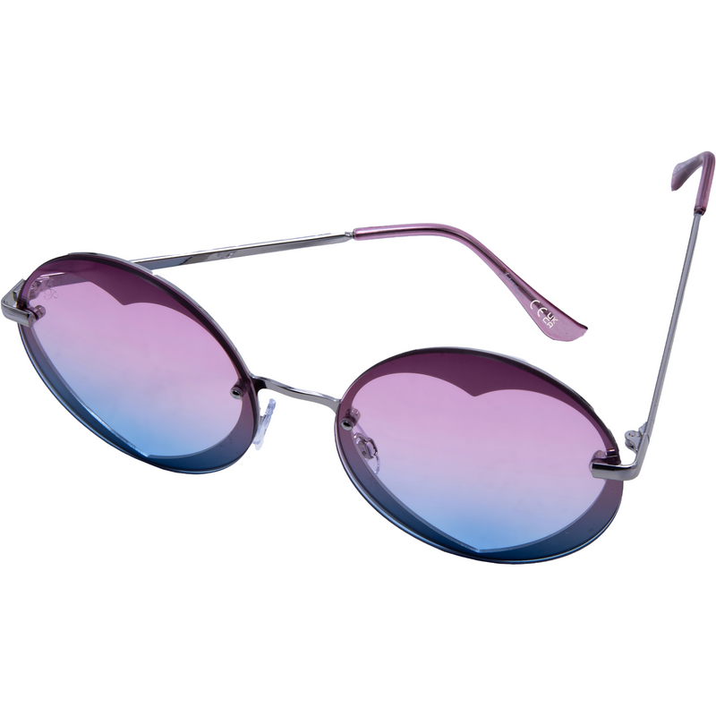 SILVER ROUND HEART FRAMES WITH PURPLE TO BLUE GRAD LENSES